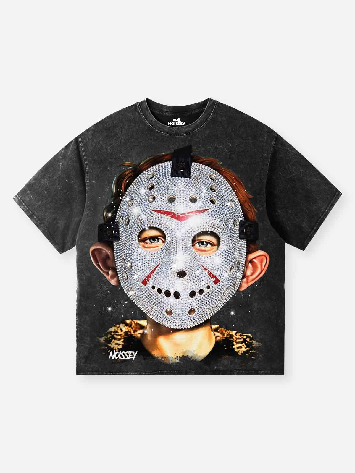 NOISSEY "Friday the 13th" Iced-Out Jason Graphic T-Shirt - Vintage Black