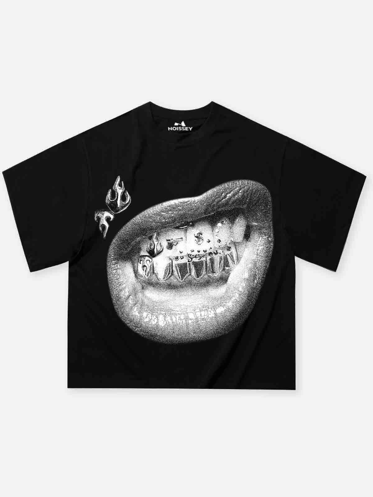 NOISSEY "Gun & Dice" Grillz Cooling Boxy Tee - Black