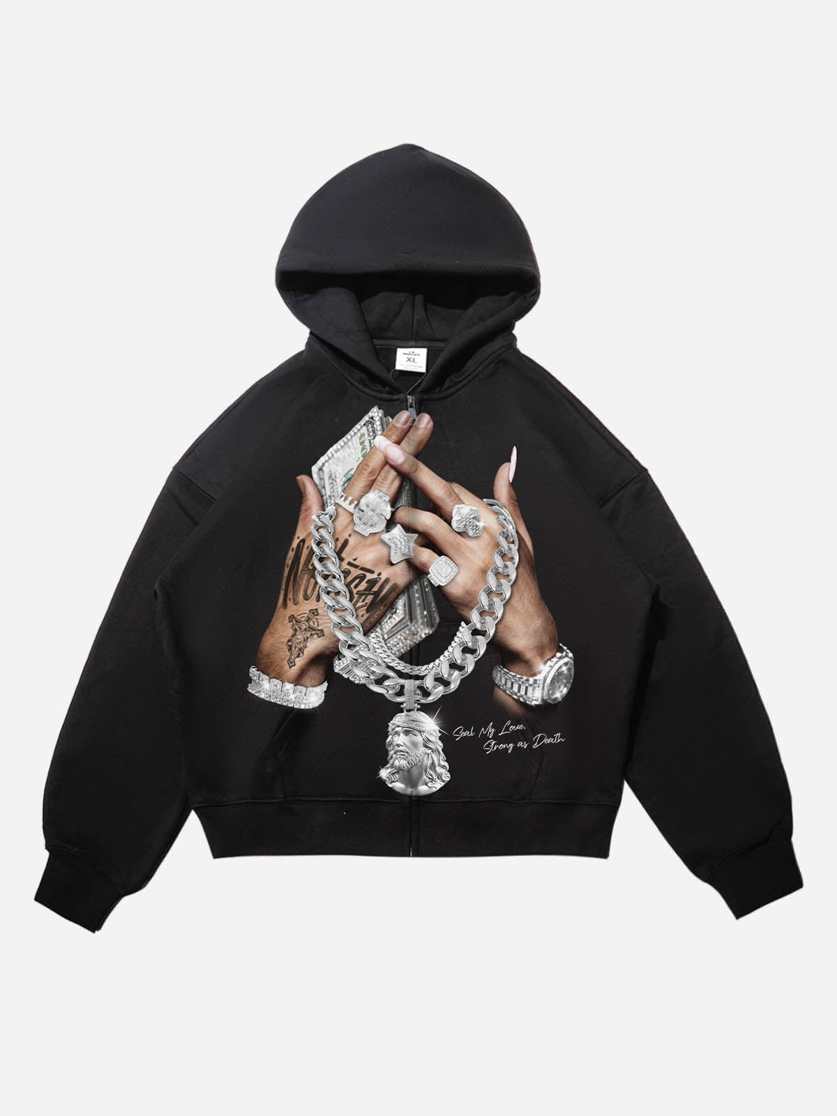 NOISSEY "Seal My Love" Jesus Piece Thermal Zip-Up Hoodie