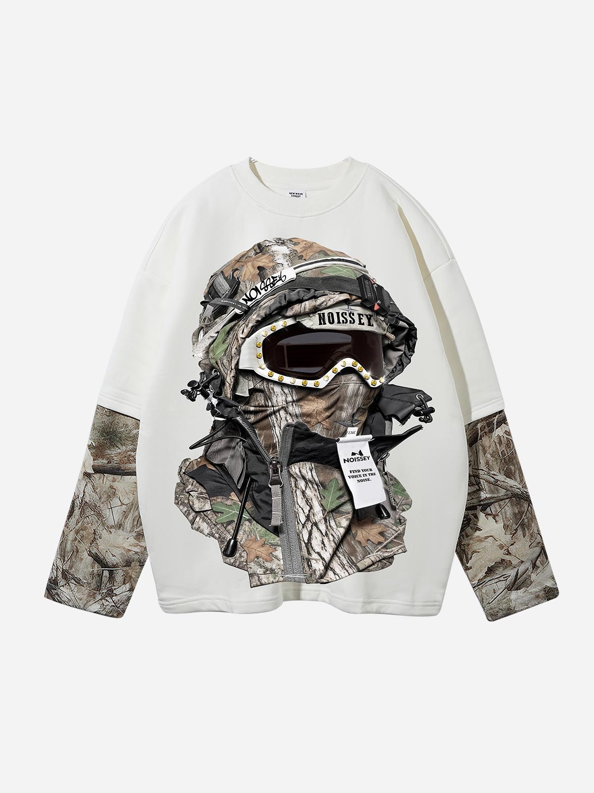 NOISSEY "Urban Stealth" Real Tree Balaclava Print Heavyweight Long Sleeve Shirt