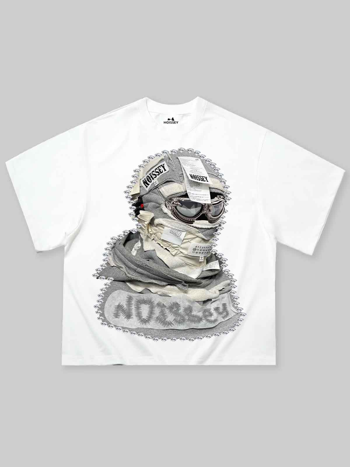 NOISSEY "Deconstructed Mask" Boxy Heavyweight Cooling Tee - White