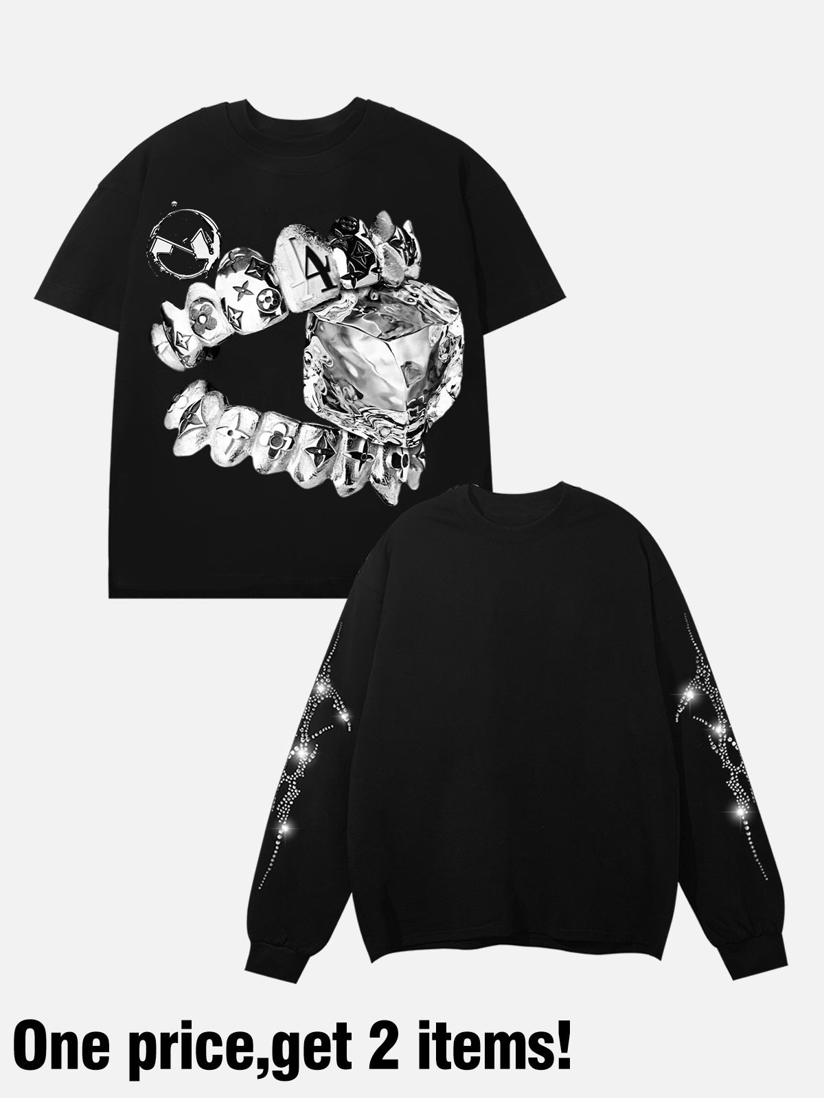 NOISSEY "Liquid Metal" Teeth & Diamond 2-Piece Layering Set