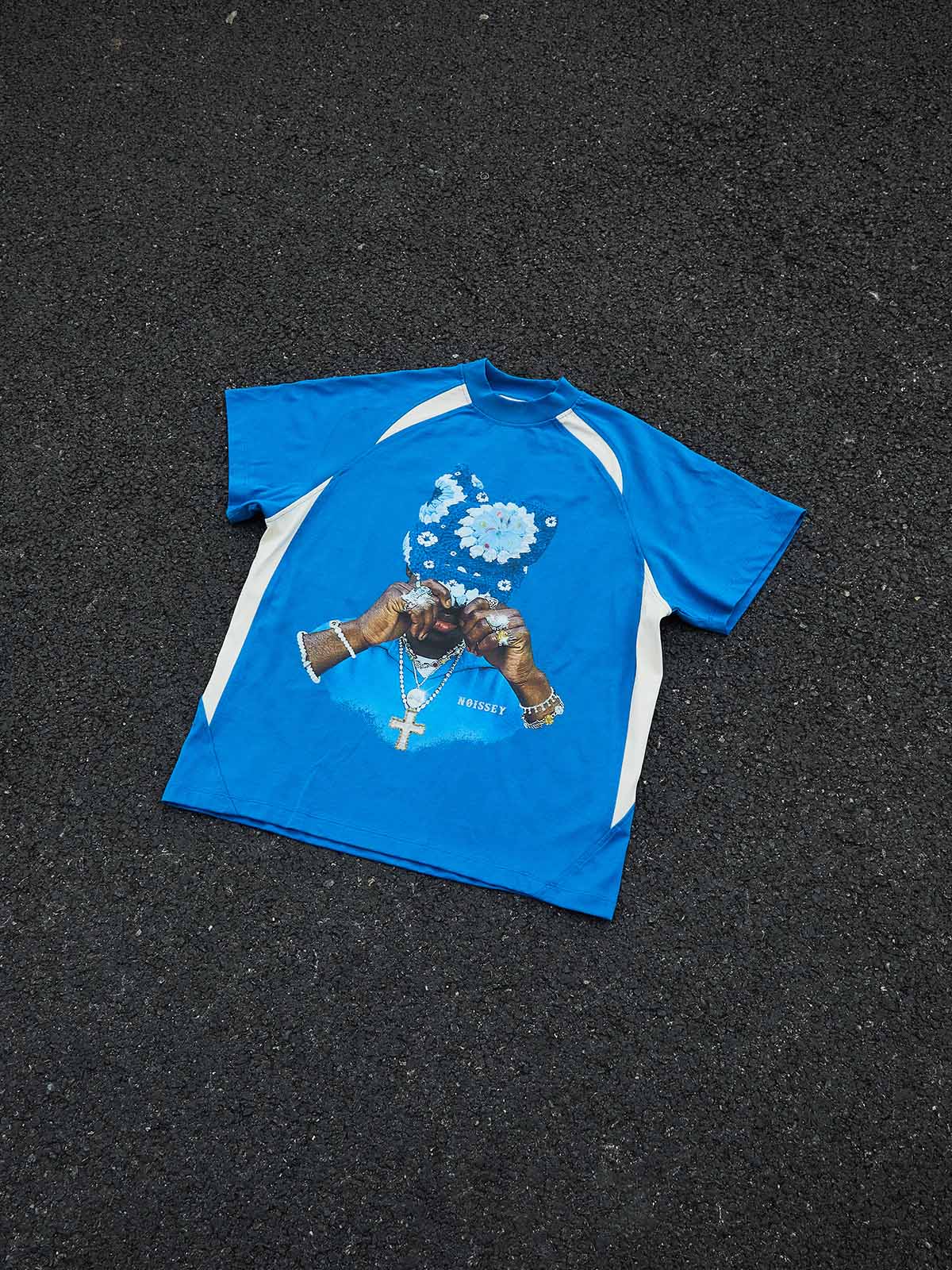 "SAPPHIRE KNIT" PORTRAIT TEE – ELECTRIC BLUE RAGLAN STREETWEAR