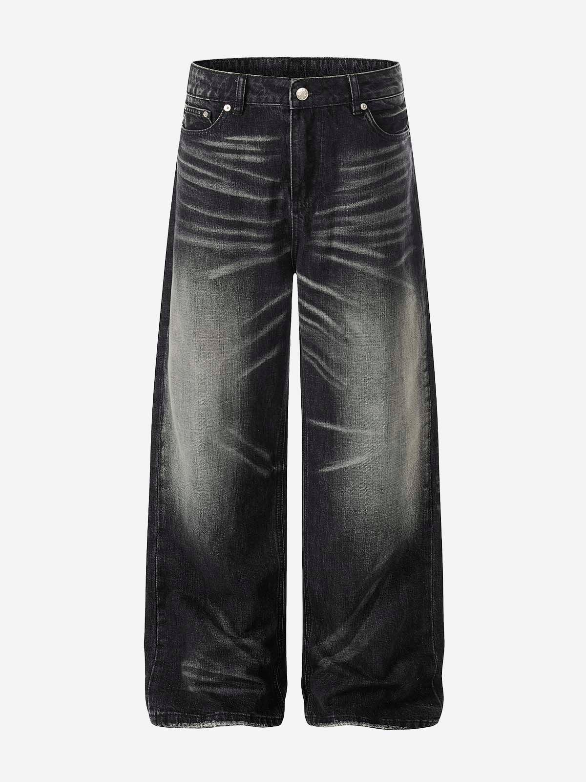 Vintage Washed Straight-Leg Wide-Fit Jeans