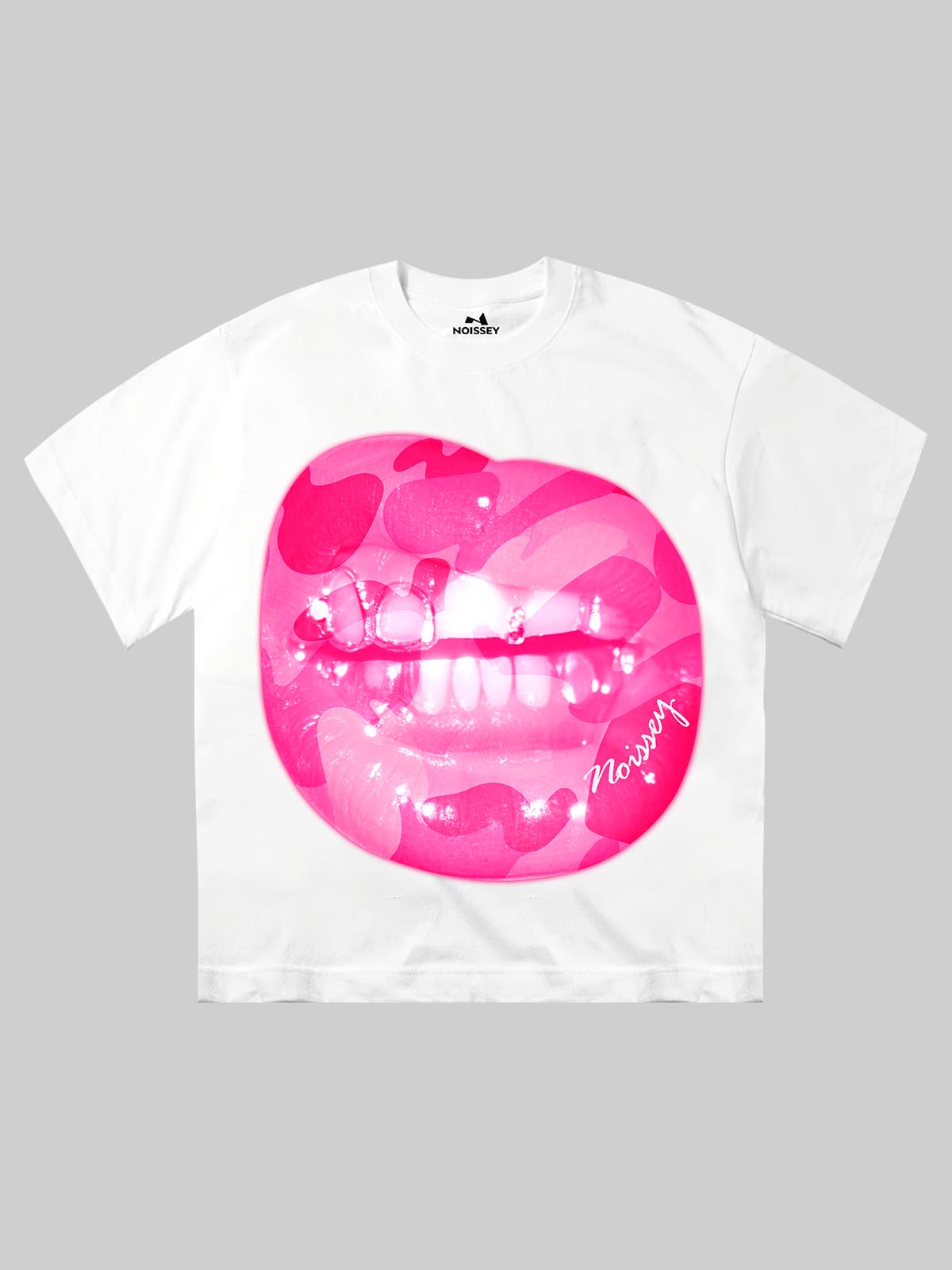 Pink Camo Lip Drill Graphic T-Shirt | Edgy Y2K Streetwear