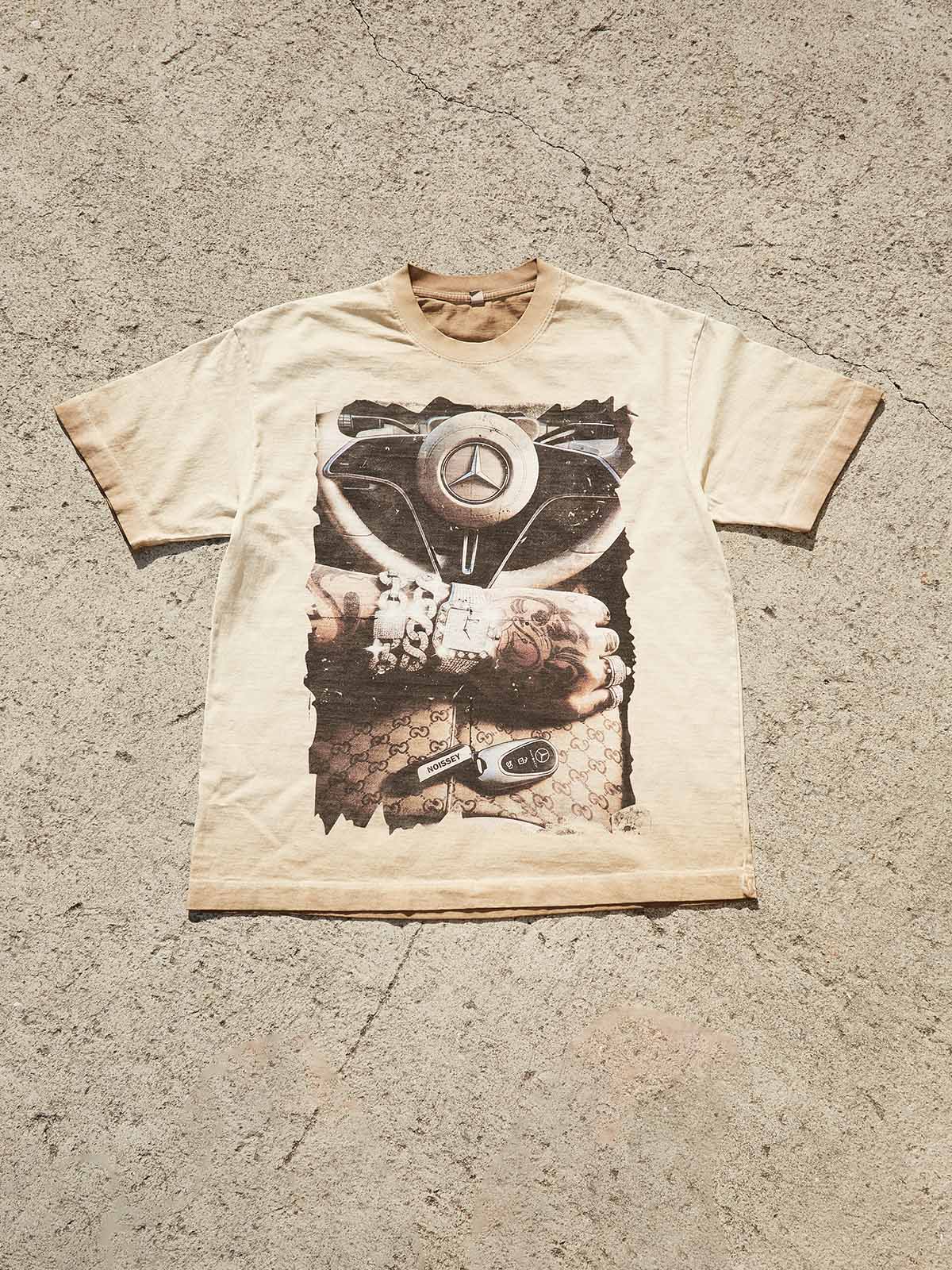 NOISSEY "Instant Luxury" Vintage Washed Graphic Tee - Retro Sand T-Shirt
