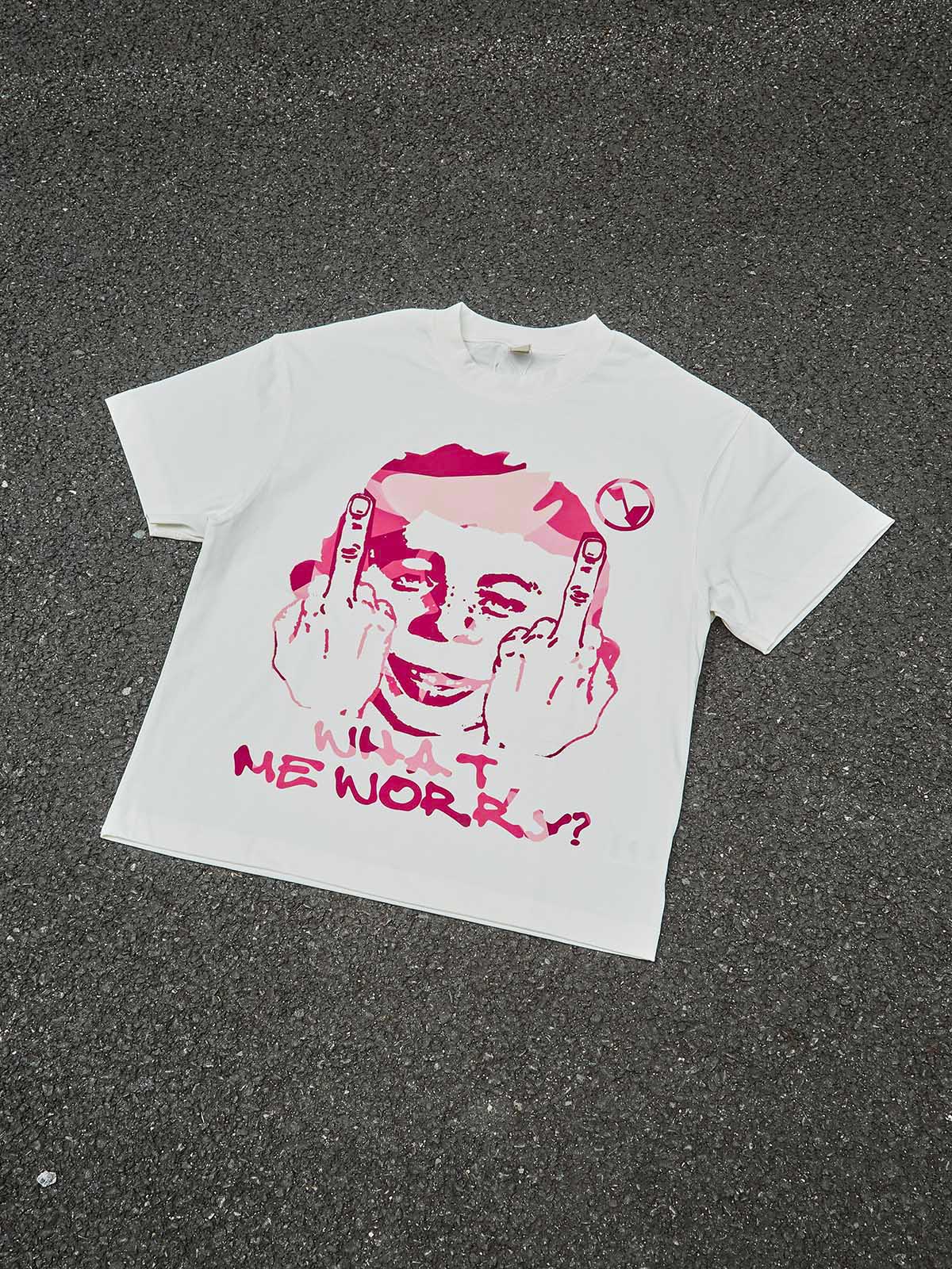 NOISSEY "What Me Worry?" Pink Camo Pop Art T-Shirt - Bad Boy Rebellion Streetwear Tee