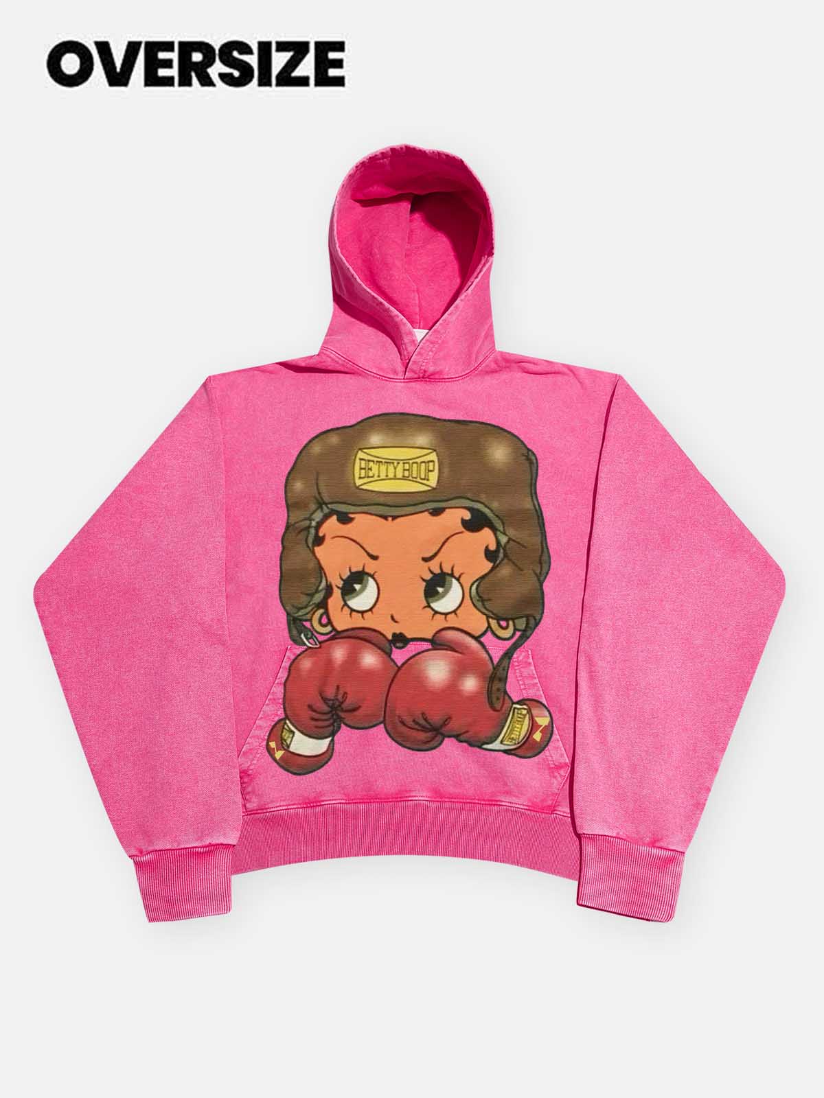 NOISSEY Heavyweight 425g "Boxing Girl" Vintage Wash Hoodie