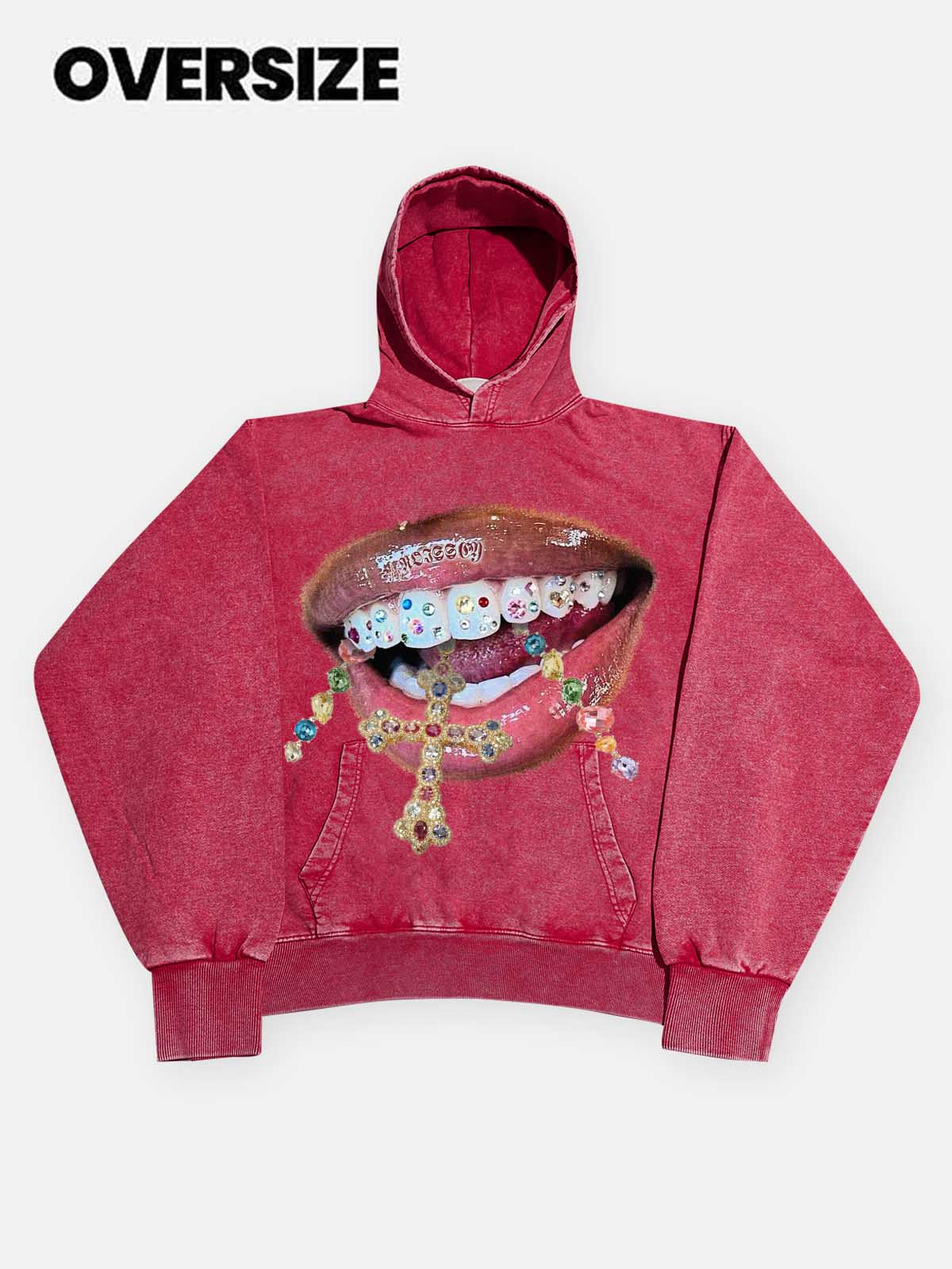 NOISSEY Vintage Wash "Diamond Cross Grillz" Heavyweight Hoodie (425g)