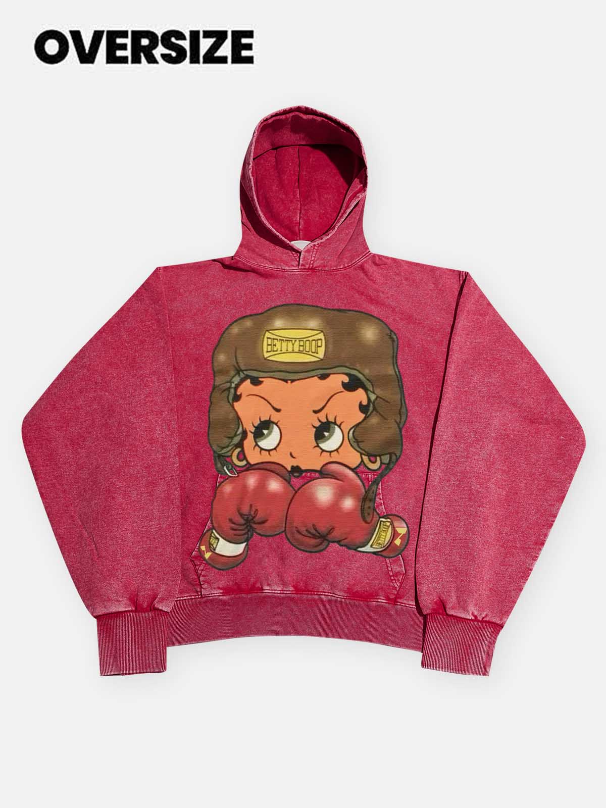 NOISSEY Heavyweight 425g "Boxing Girl" Vintage Wash Hoodie