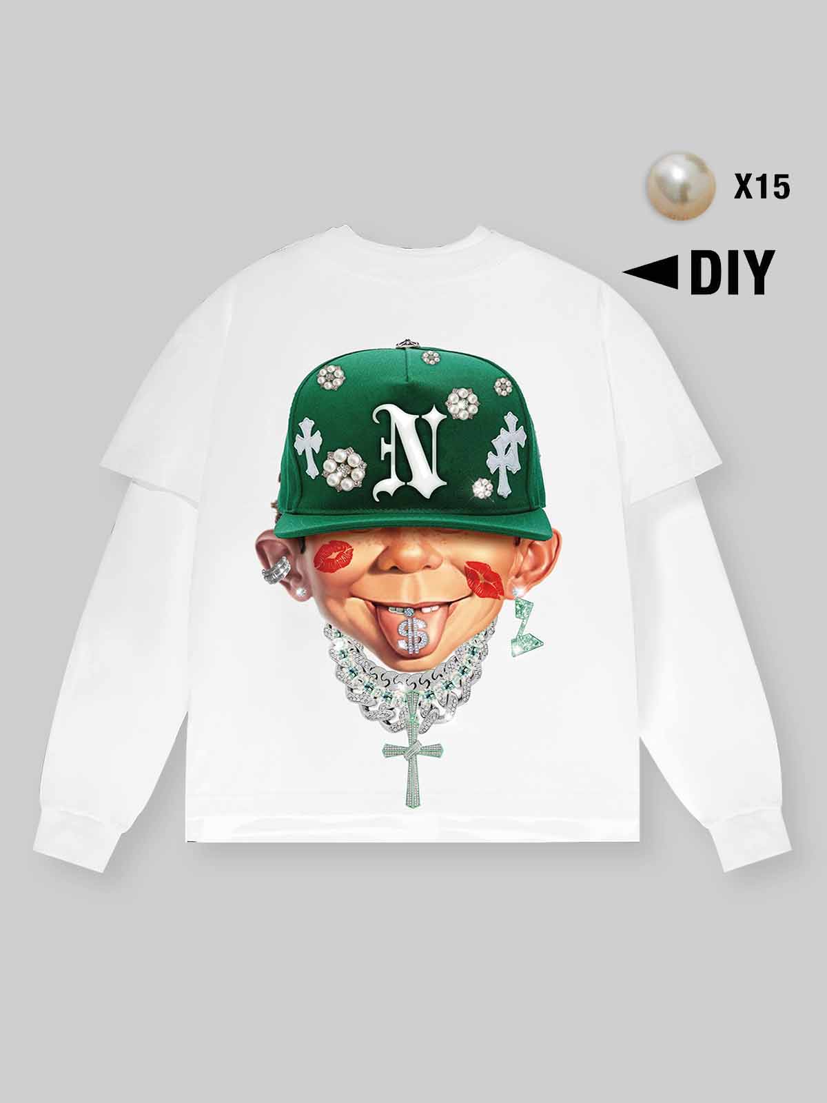 Bad Boy Green DIY Diamond Print Long-Sleeve Suit
