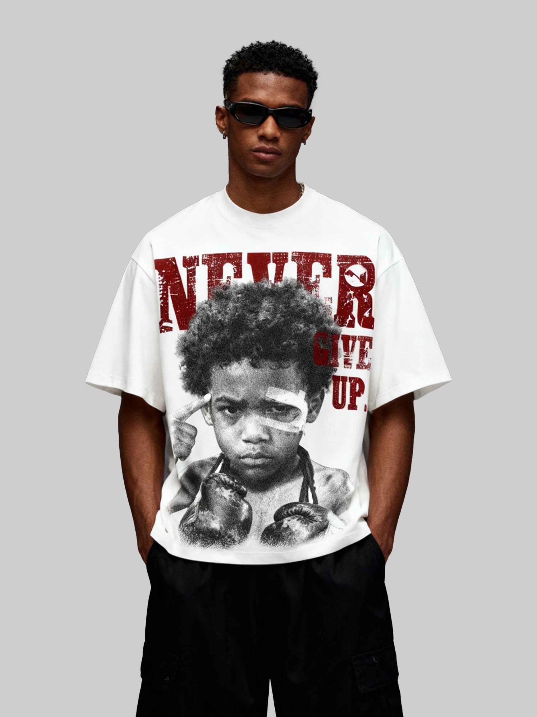 NOISSEY "Never Give Up" Boxing Portrait Cooling Boxy Tee