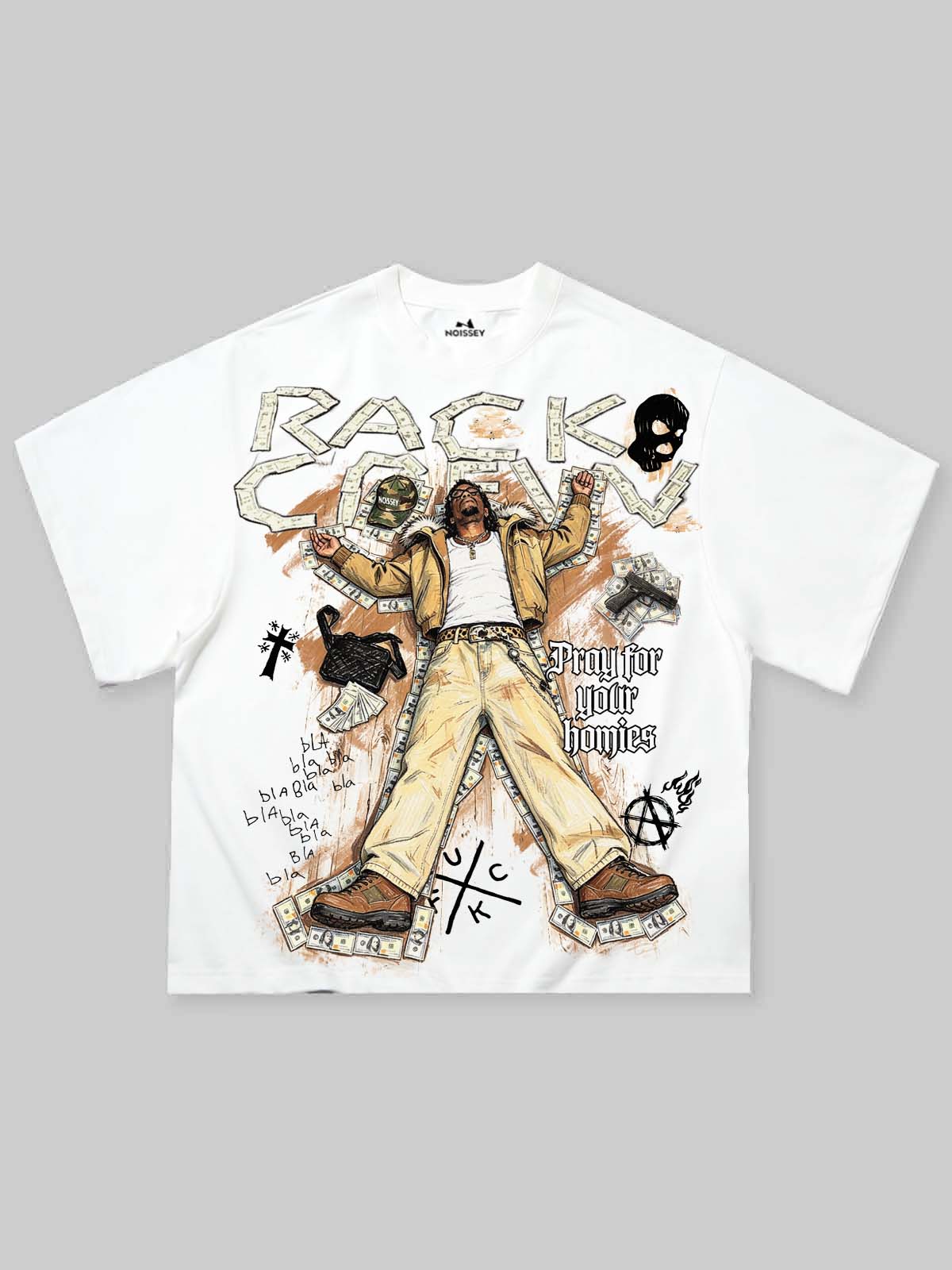 NOISSEY "RACK COMING" Off-White Tee - Boxy Graphic T-Shirt