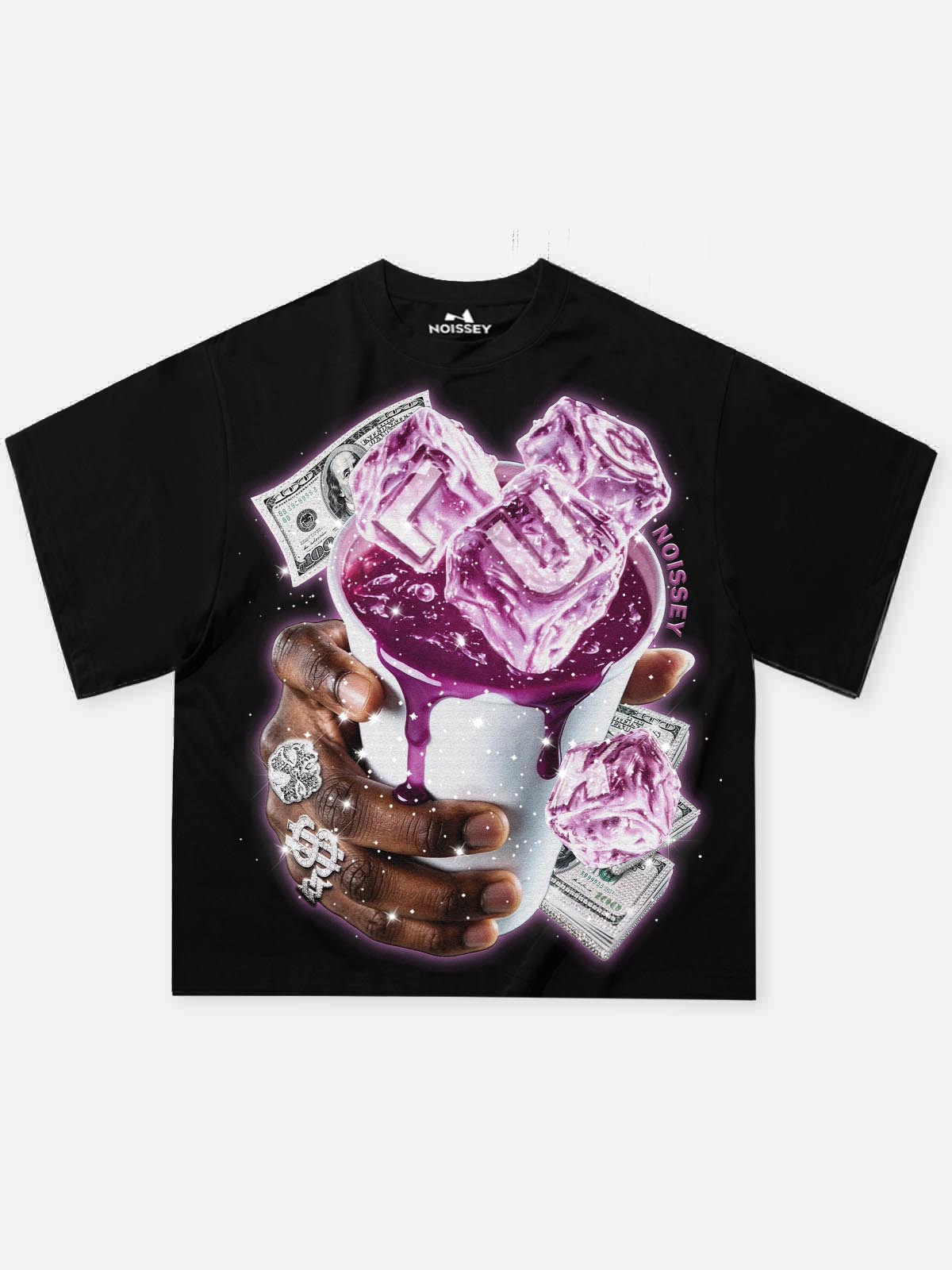 NOISSEY "Frozen Cash" Double Cup Ice-Block Money Graphic Boxy Tee