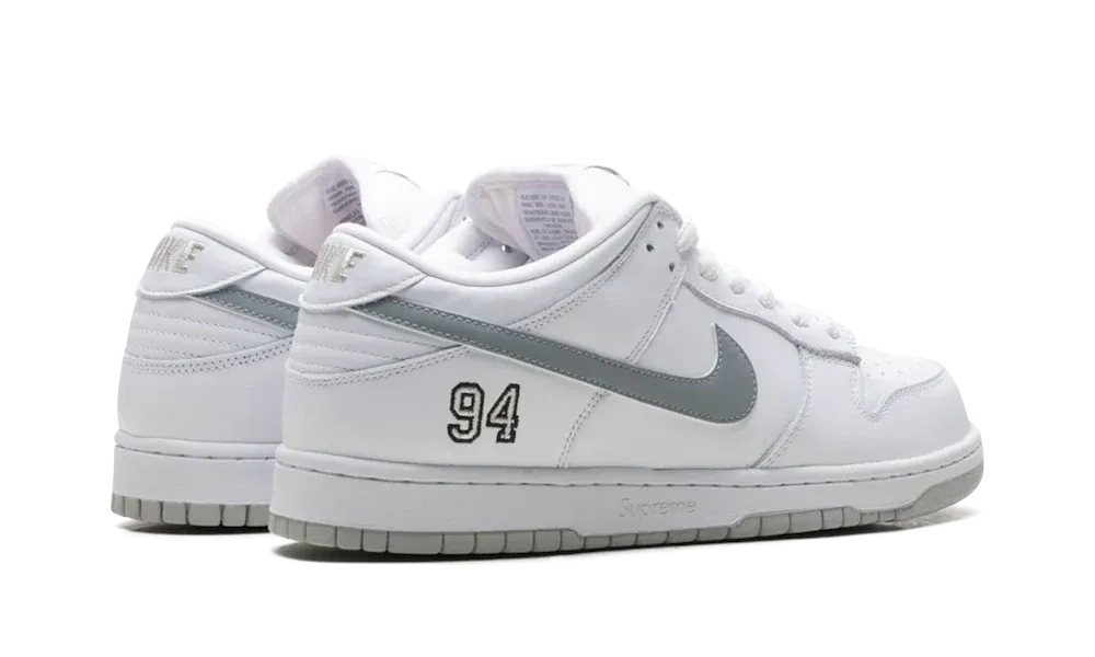 Nike SB Dunk Low Supreme White Metallic Silver