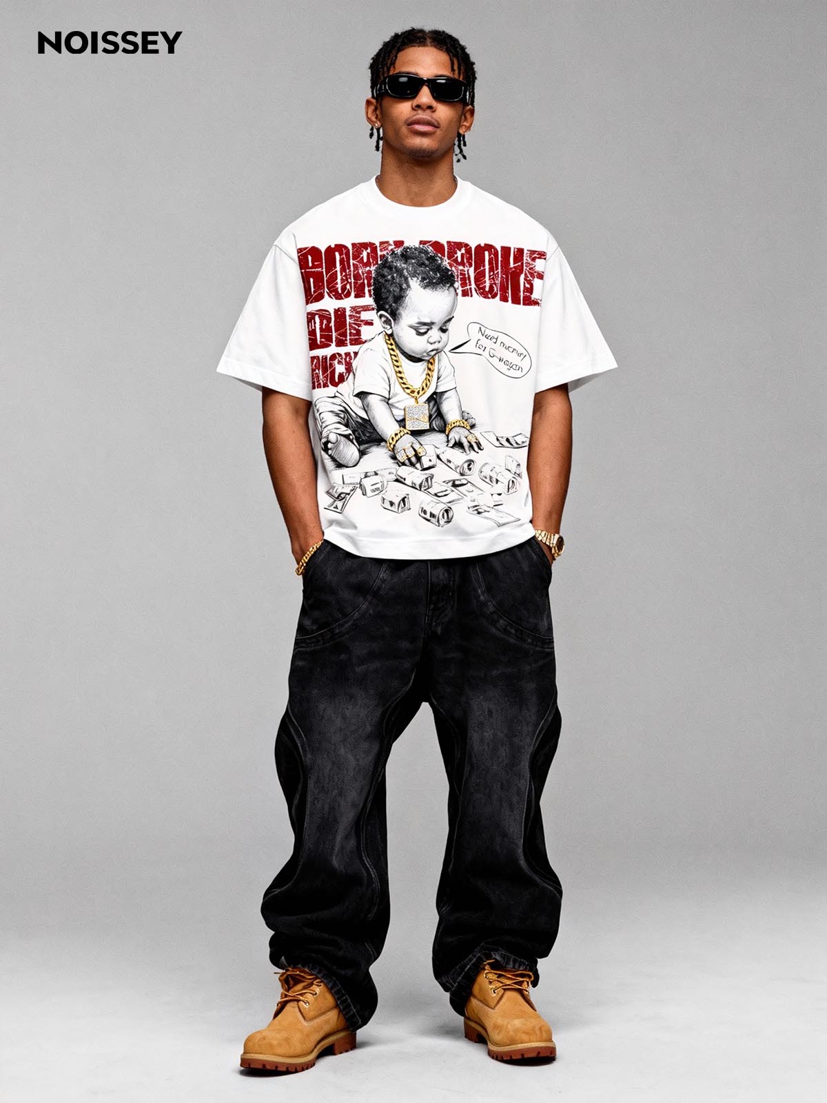 Born Broke Die Rich Kids T-Shirt - Motivational Slogan Streetwear