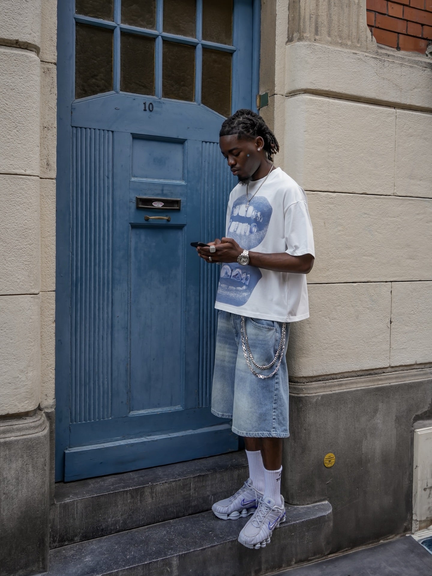 NOISSEY "Double Grillz" Boxy Heavyweight Cooling Tee - White